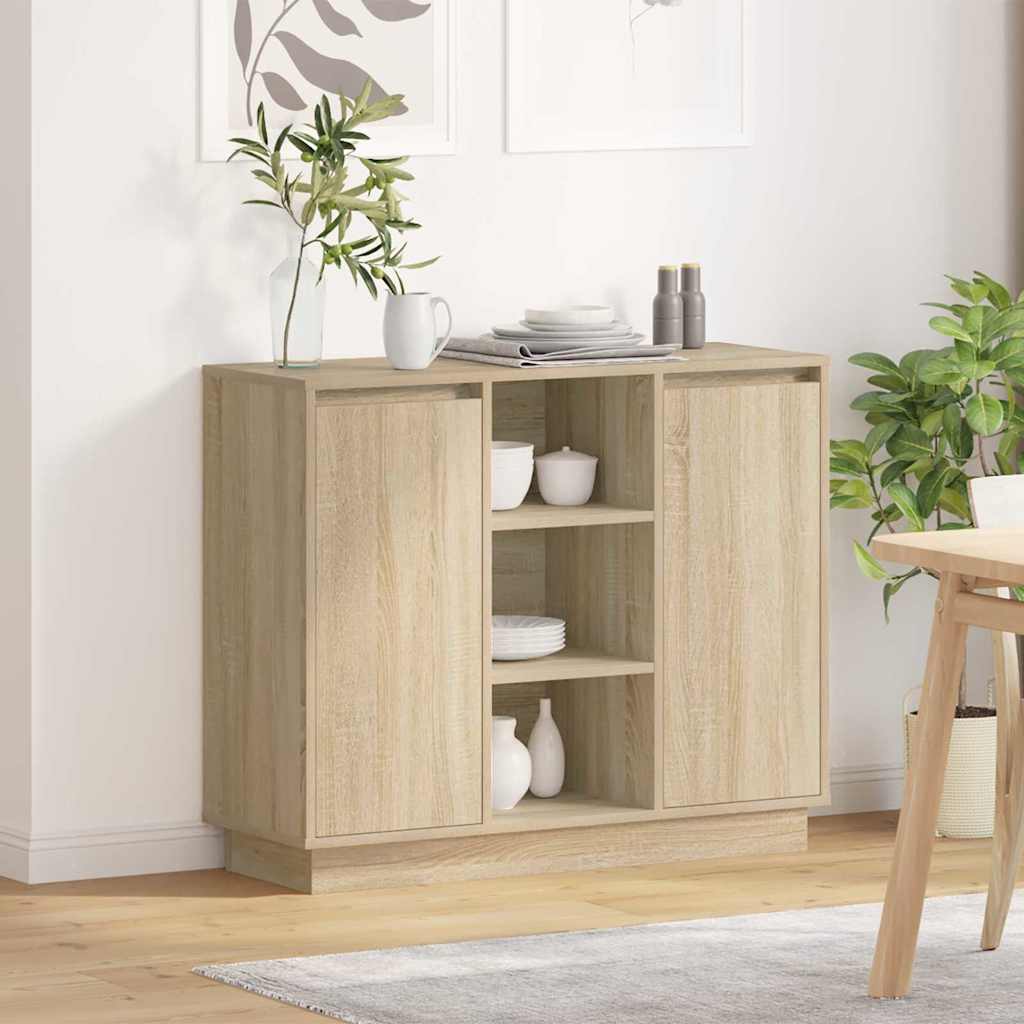 Buffet LED Chêne Sonoma 90 x 32 x 75 cm Bois d'ingénierie - XIOS