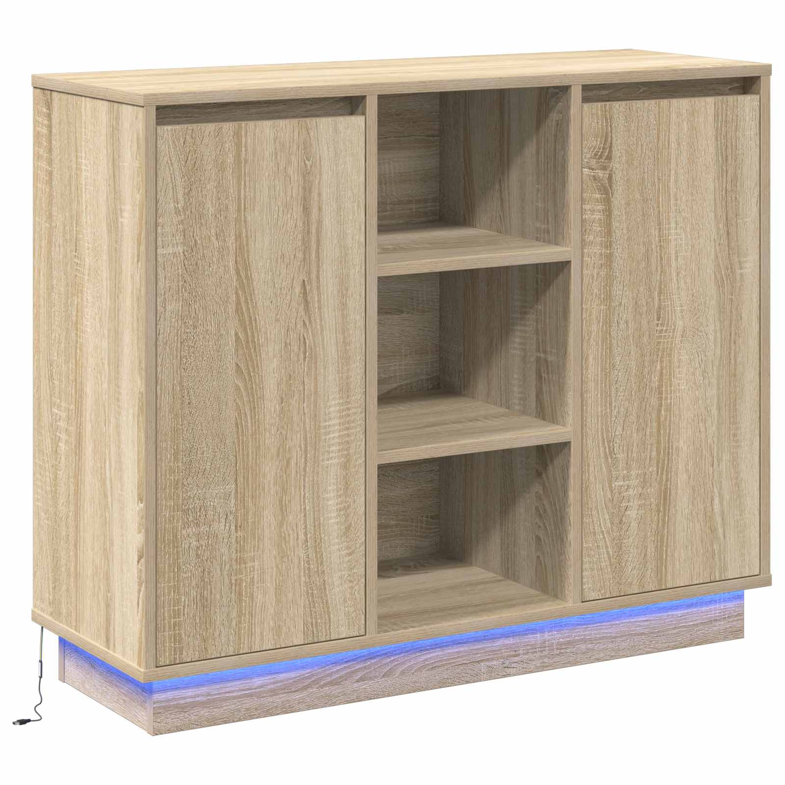 Buffet LED Chêne Sonoma 90 x 32 x 75 cm Bois d'ingénierie - XIOS