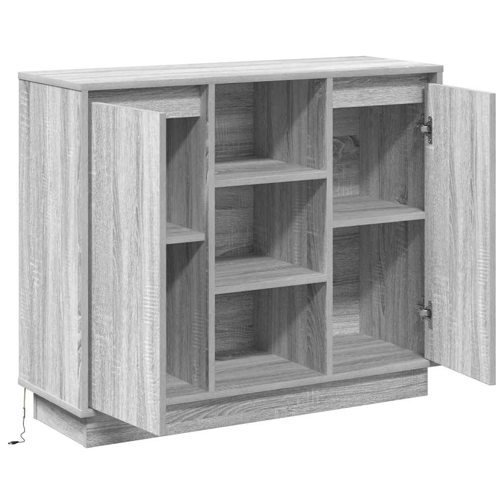 Buffet LED Gris Sonoma 90 x 32 x 75 cm Bois d'ingénierie - XIOS