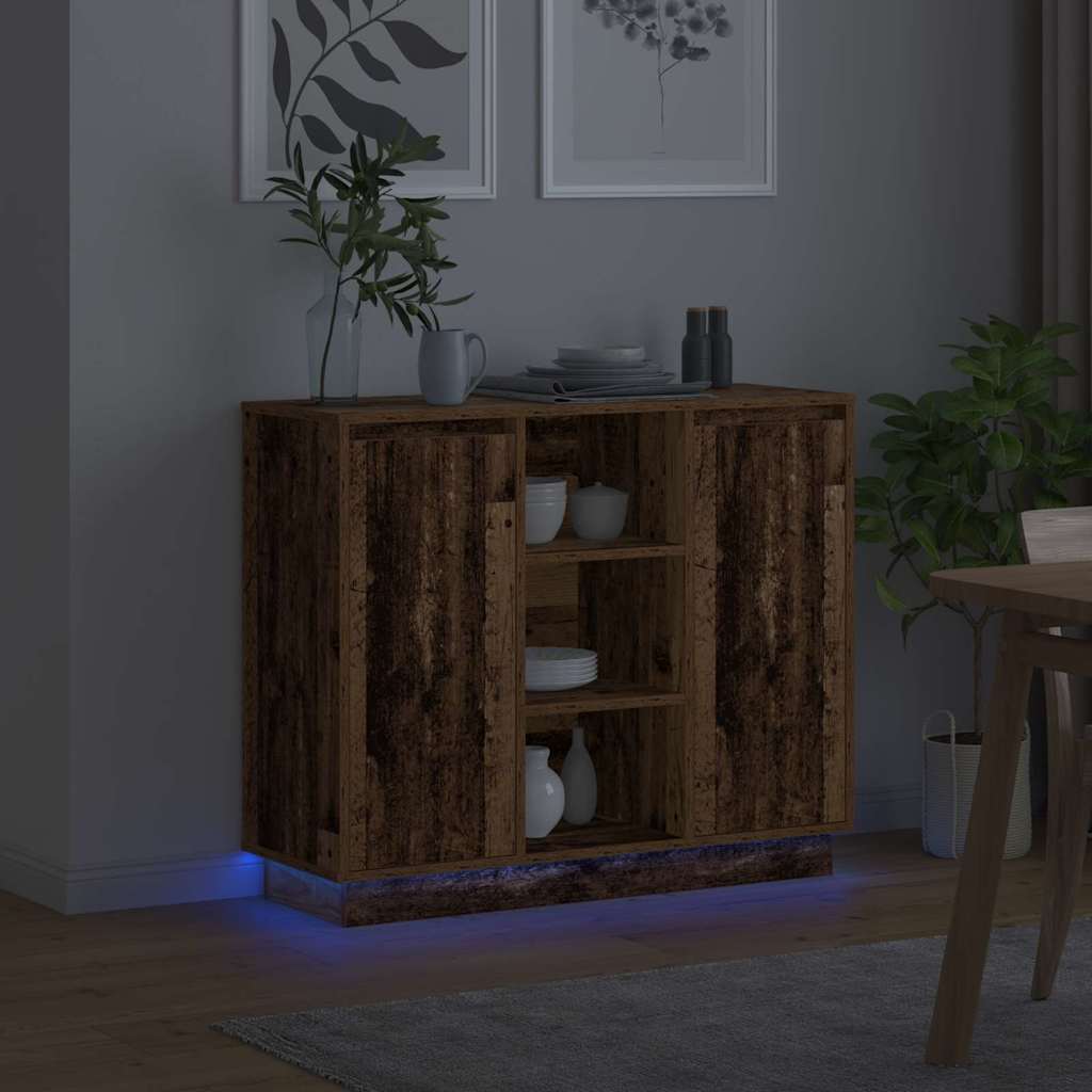 Buffet LED Bois ancien 90 x 32 x 75 cm Bois d'ingénierie - XIOS