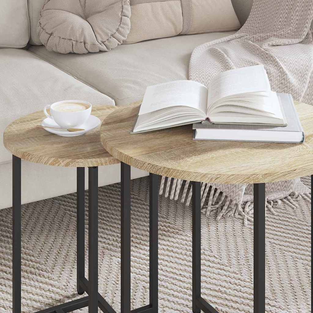 Ensemble de tables d'appoint 2 pcs Chêne Sonoma et noir - XIOS