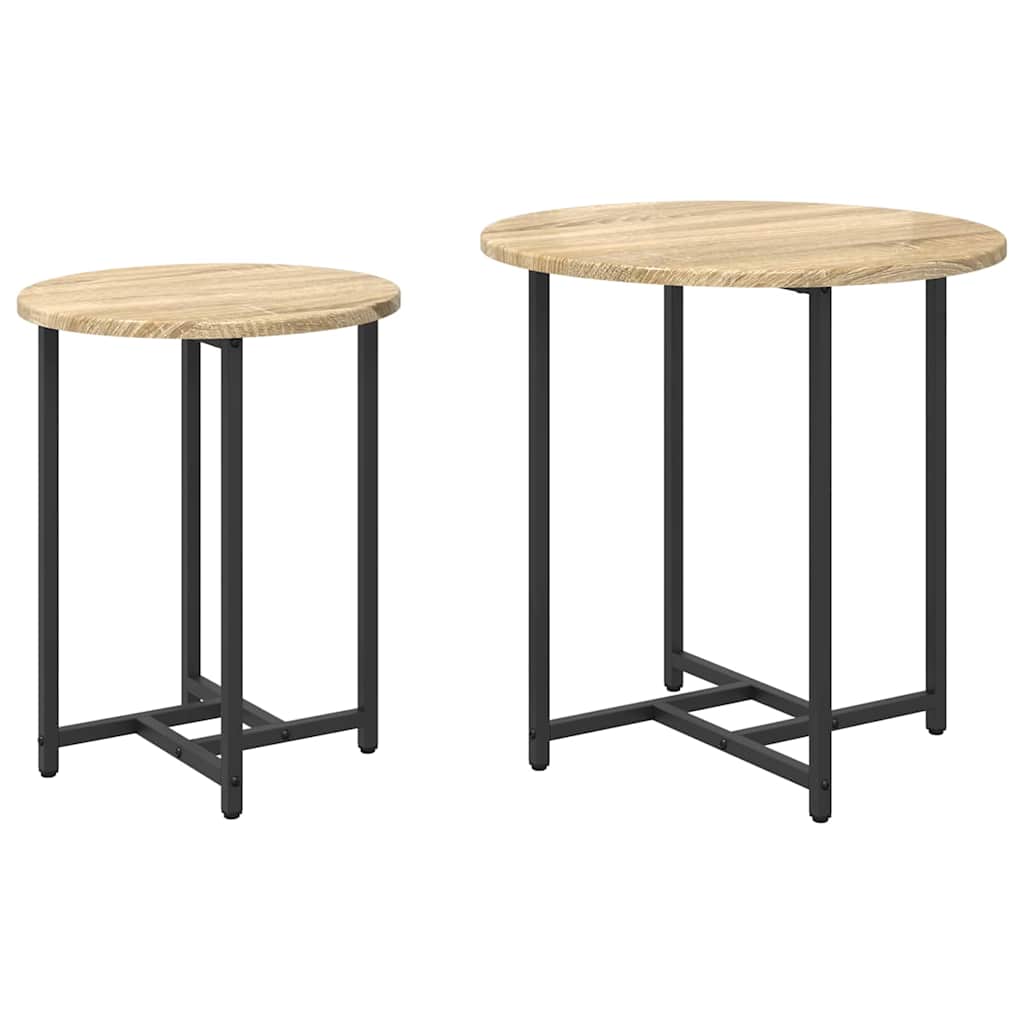 Ensemble de tables d'appoint 2 pcs Chêne Sonoma et noir - XIOS