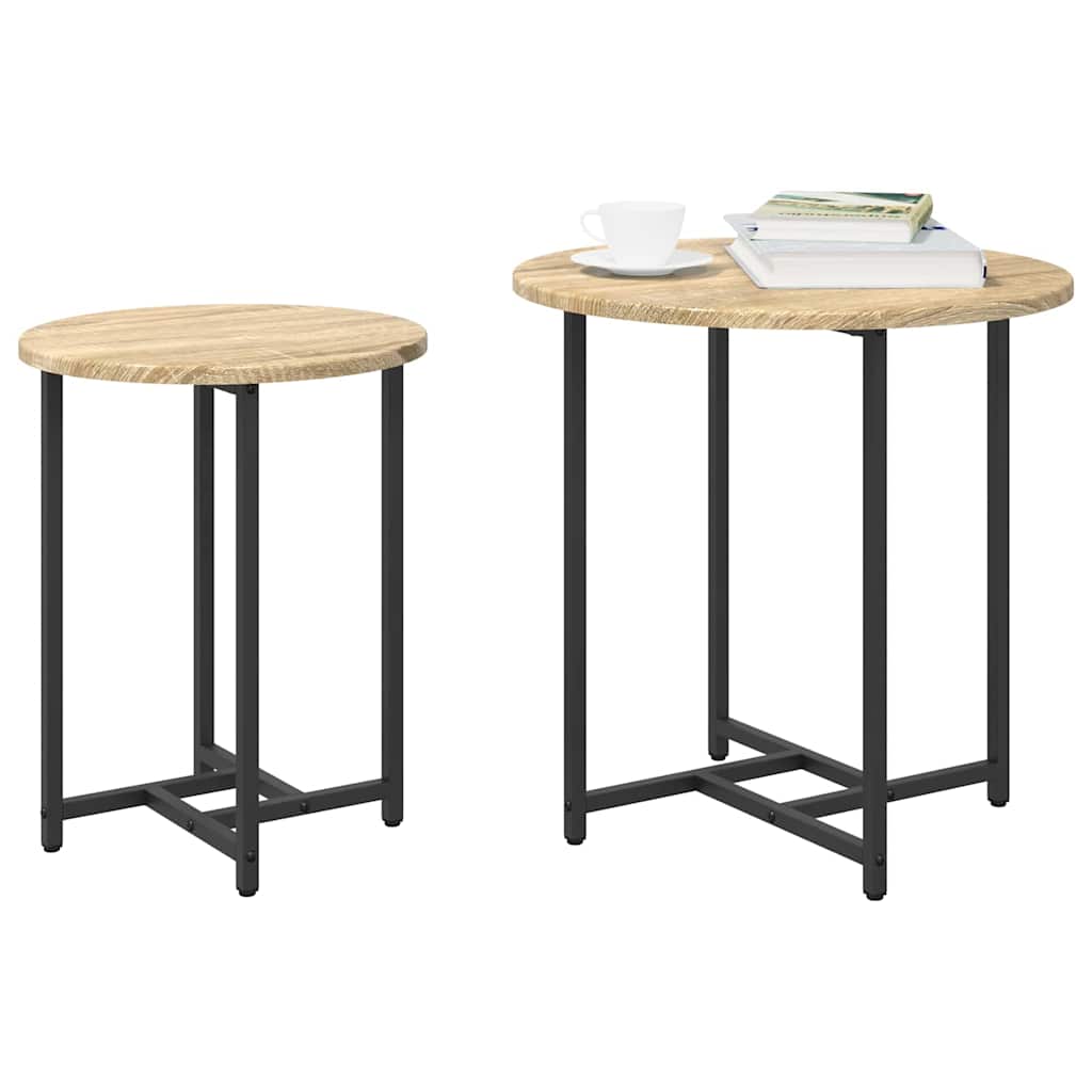 Ensemble de tables d'appoint 2 pcs Chêne Sonoma et noir - XIOS