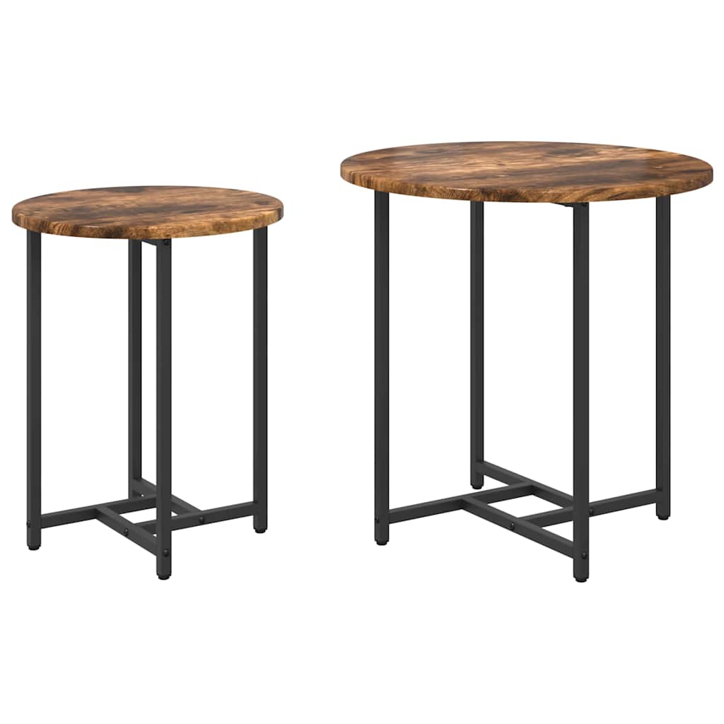 Ensemble de tables d'appoint 2 pcs Chêne fumé et noir - XIOS