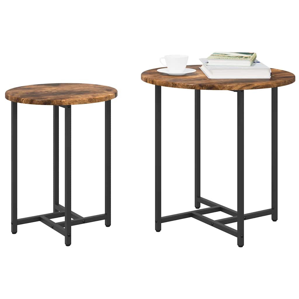 Ensemble de tables d'appoint 2 pcs Chêne fumé et noir - XIOS