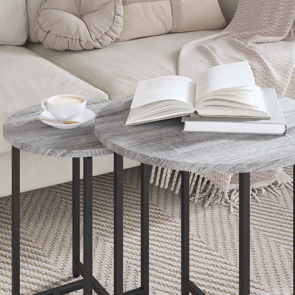 Ensemble de tables d'appoint 2 pcs Gris sonoma et Noir - XIOS