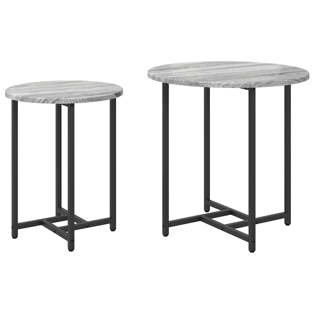 Ensemble de tables d'appoint 2 pcs Gris sonoma et Noir - XIOS