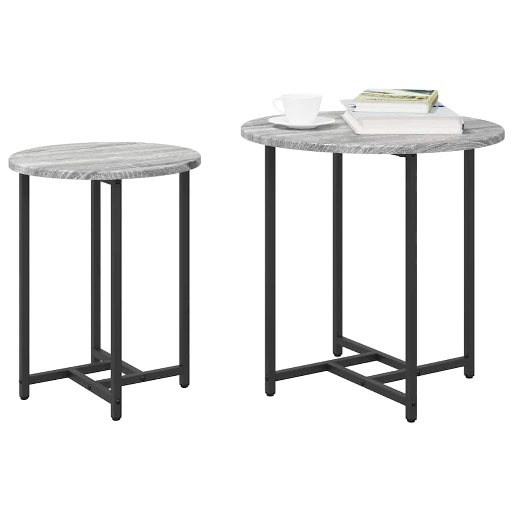 Ensemble de tables d'appoint 2 pcs Gris sonoma et Noir - XIOS