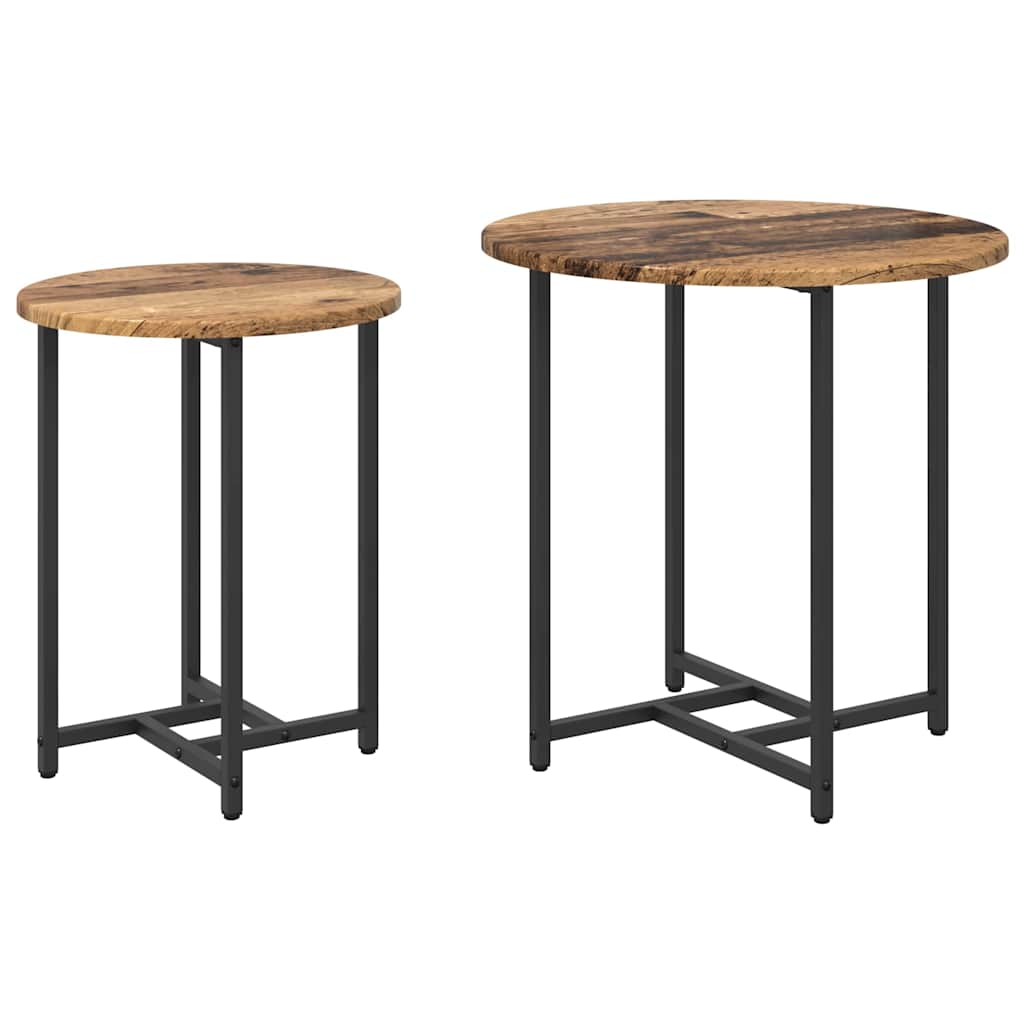 Ensemble de tables d'appoint 2 pcs Bois ancien et noir - XIOS
