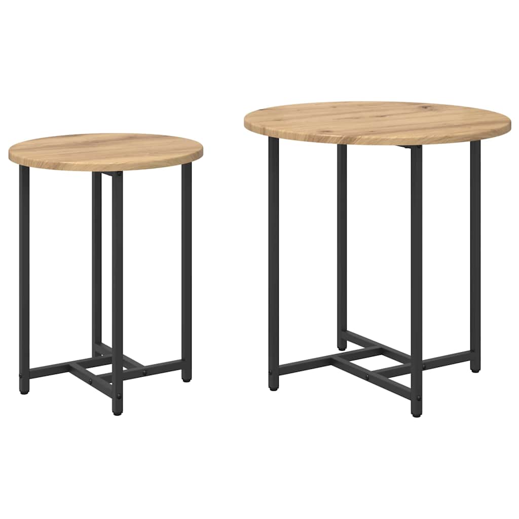 Ensemble de tables d'appoint 2 pcs Chêne artisanal et noir - XIOS