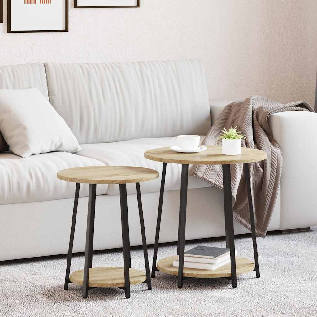 Ensemble de tables d'appoint 2 pcs Chêne Sonoma et noir - XIOS