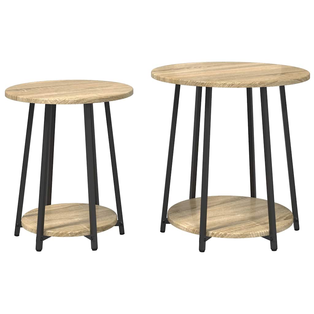 Ensemble de tables d'appoint 2 pcs Chêne Sonoma et noir - XIOS