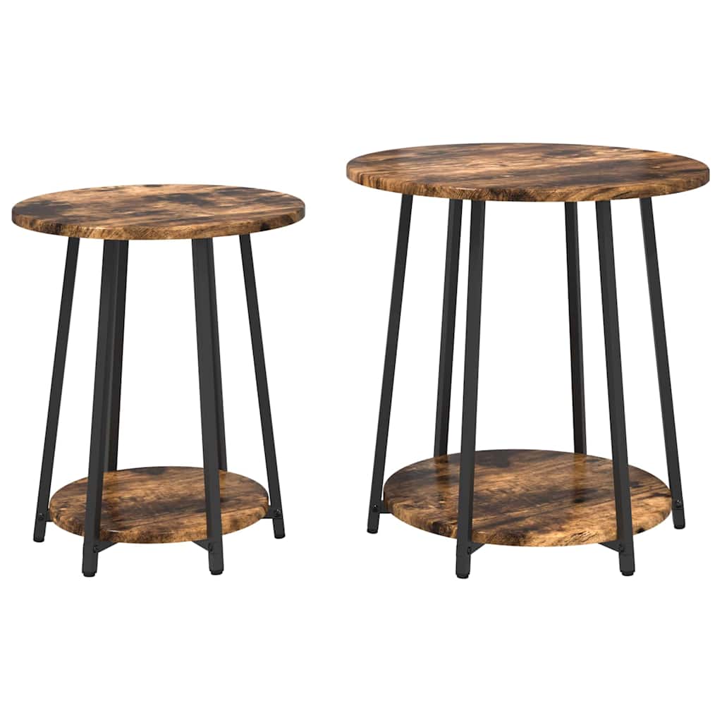 Ensemble de tables d'appoint 2 pcs Chêne fumé et noir - XIOS