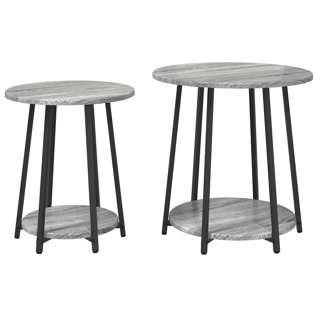 Ensemble de tables d'appoint 2 pcs Gris sonoma et Noir - XIOS