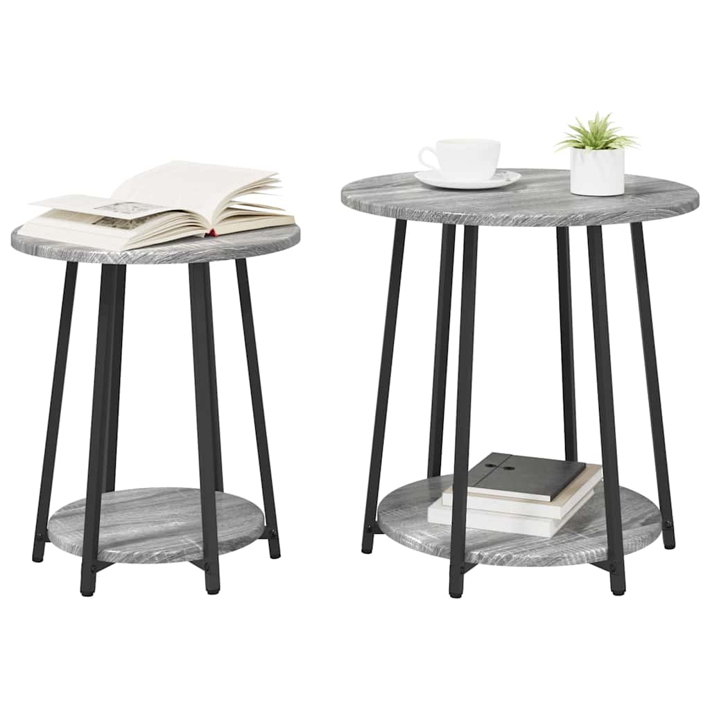 Ensemble de tables d'appoint 2 pcs Gris sonoma et Noir - XIOS