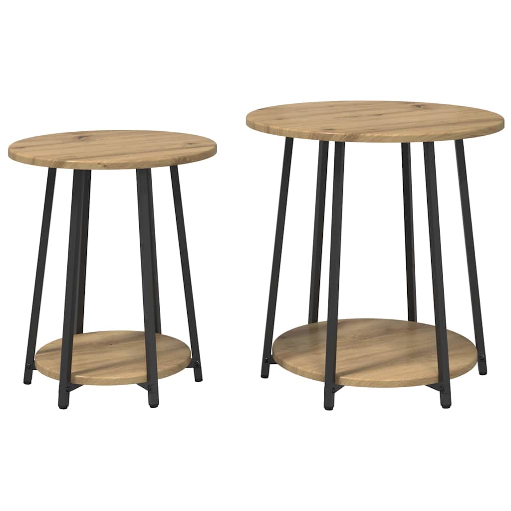 Ensemble de tables d'appoint 2 pcs Chêne artisanal et noir - XIOS