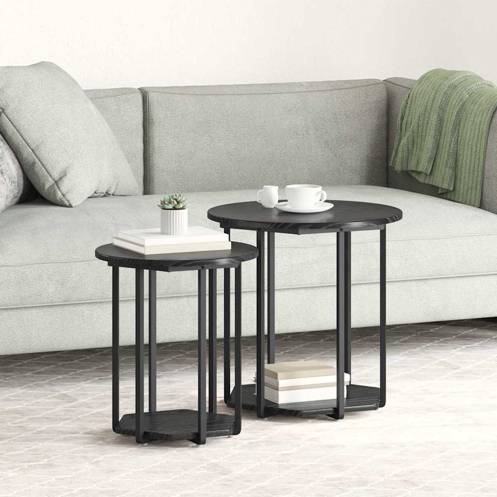 Ensemble de tables d'appoint 2 pc Chêne noir 50 x 50 x 50,5 cm - XIOS