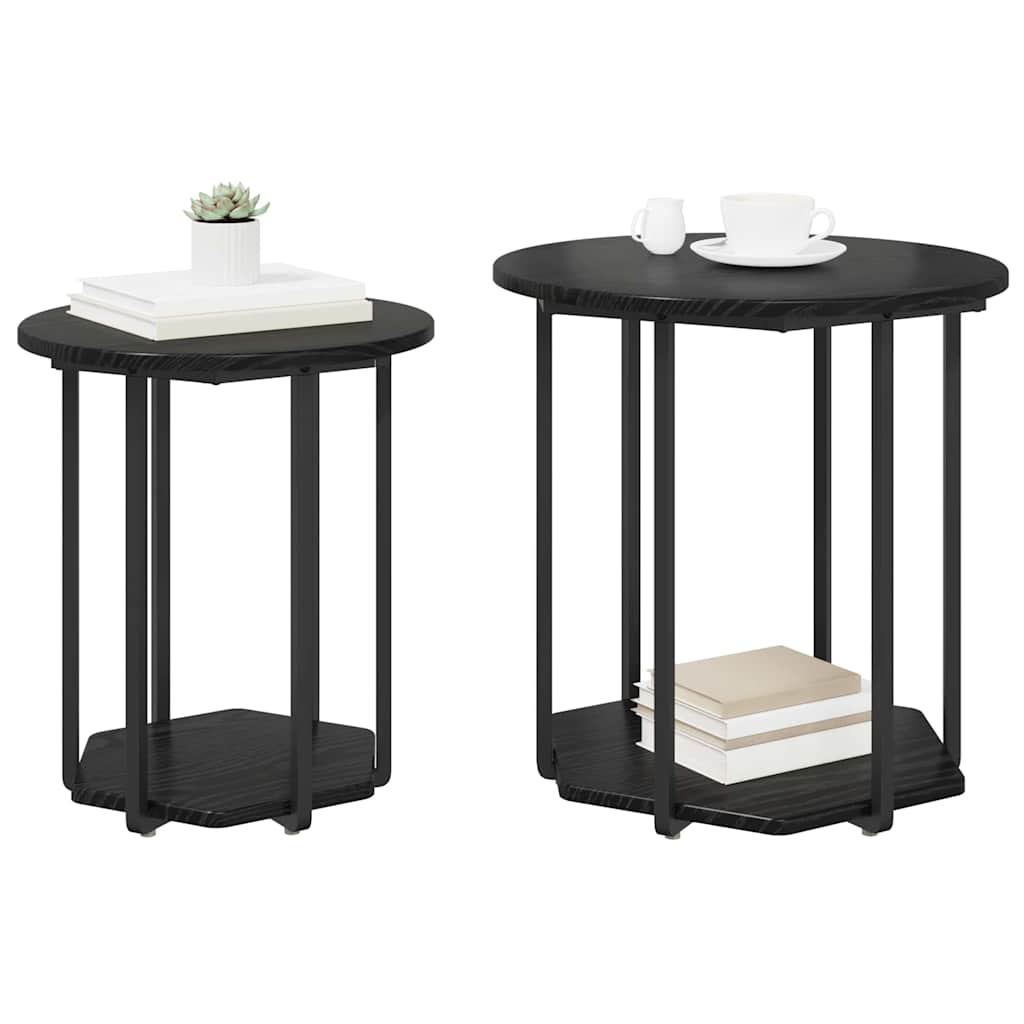 Ensemble de tables d'appoint 2 pc Chêne noir 50 x 50 x 50,5 cm - XIOS