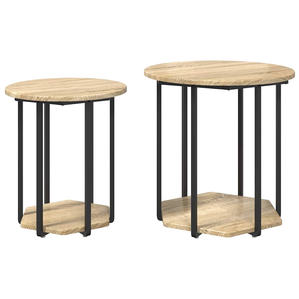 Ensemble de tables d'appoint 2 pcs Chêne Sonoma et noir - XIOS