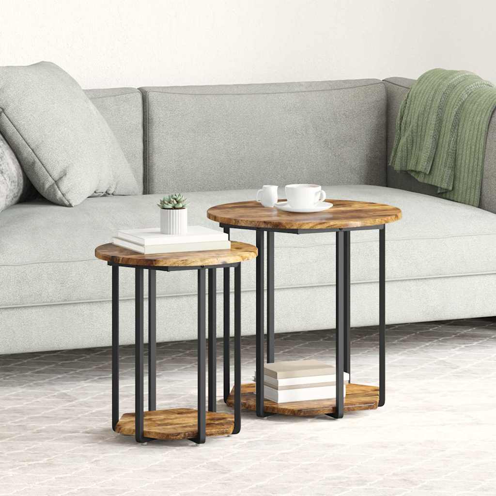 Ensemble de tables d'appoint 2 pcs Chêne fumé et noir - XIOS