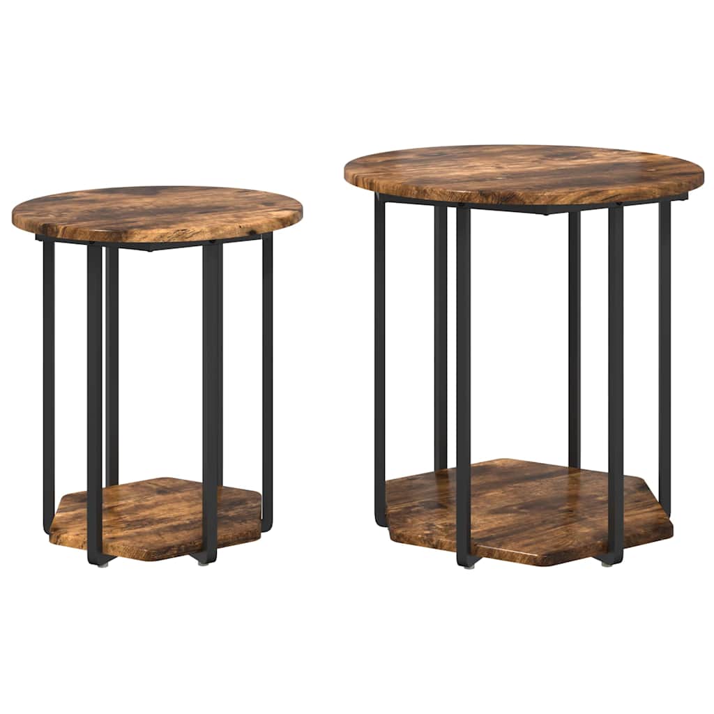 Ensemble de tables d'appoint 2 pcs Chêne fumé et noir - XIOS
