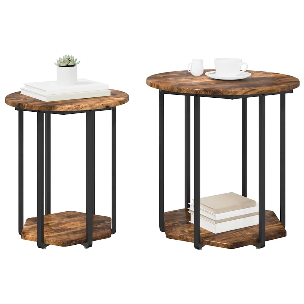 Ensemble de tables d'appoint 2 pcs Chêne fumé et noir - XIOS