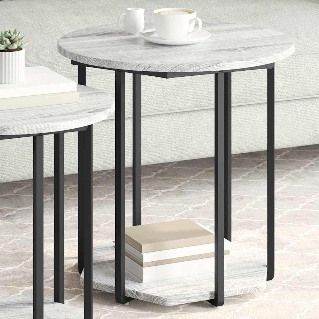 Ensemble de tables d'appoint avec étagère 2 pcs Gris - XIOS
