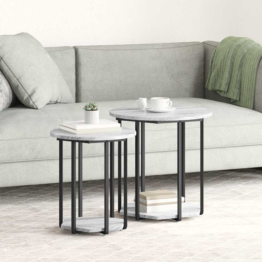 Ensemble de tables d'appoint avec étagère 2 pcs Gris - XIOS