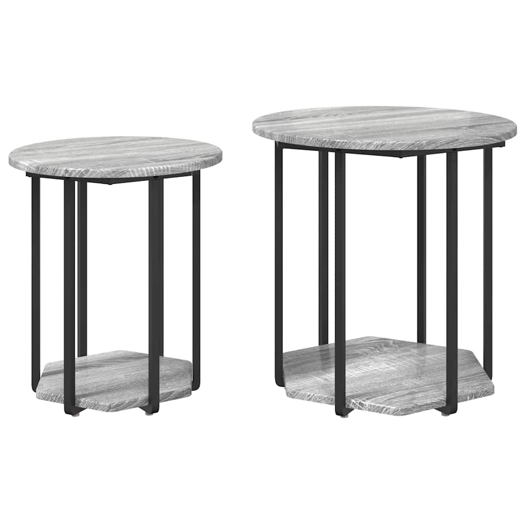 Ensemble de tables d'appoint avec étagère 2 pcs Gris - XIOS