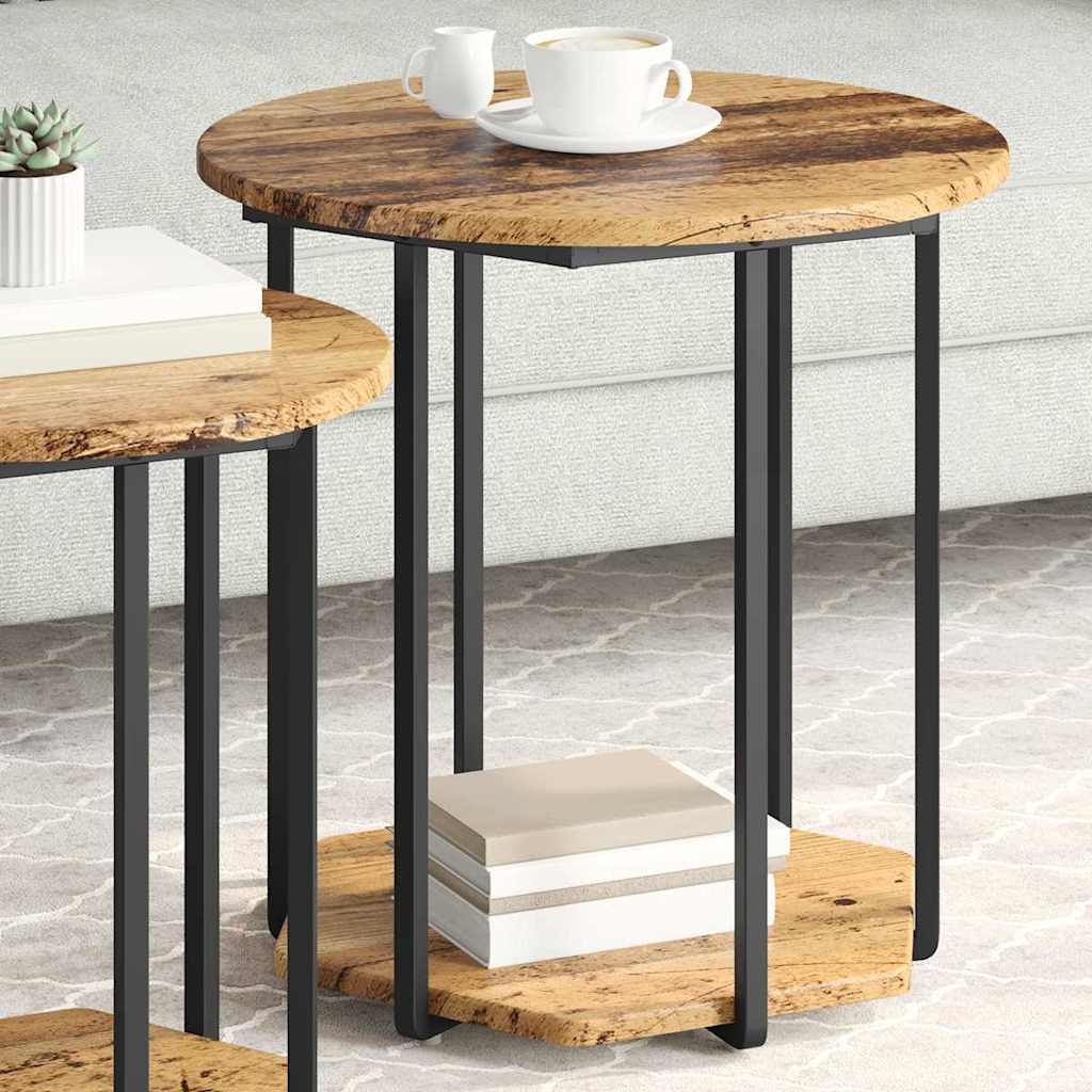 Ensemble de tables d'appoint 2 pcs Bois ancien et noir - XIOS