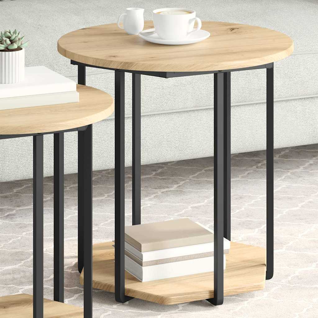 Ensemble de tables d'appoint 2 pcs Chêne artisanal et noir - XIOS