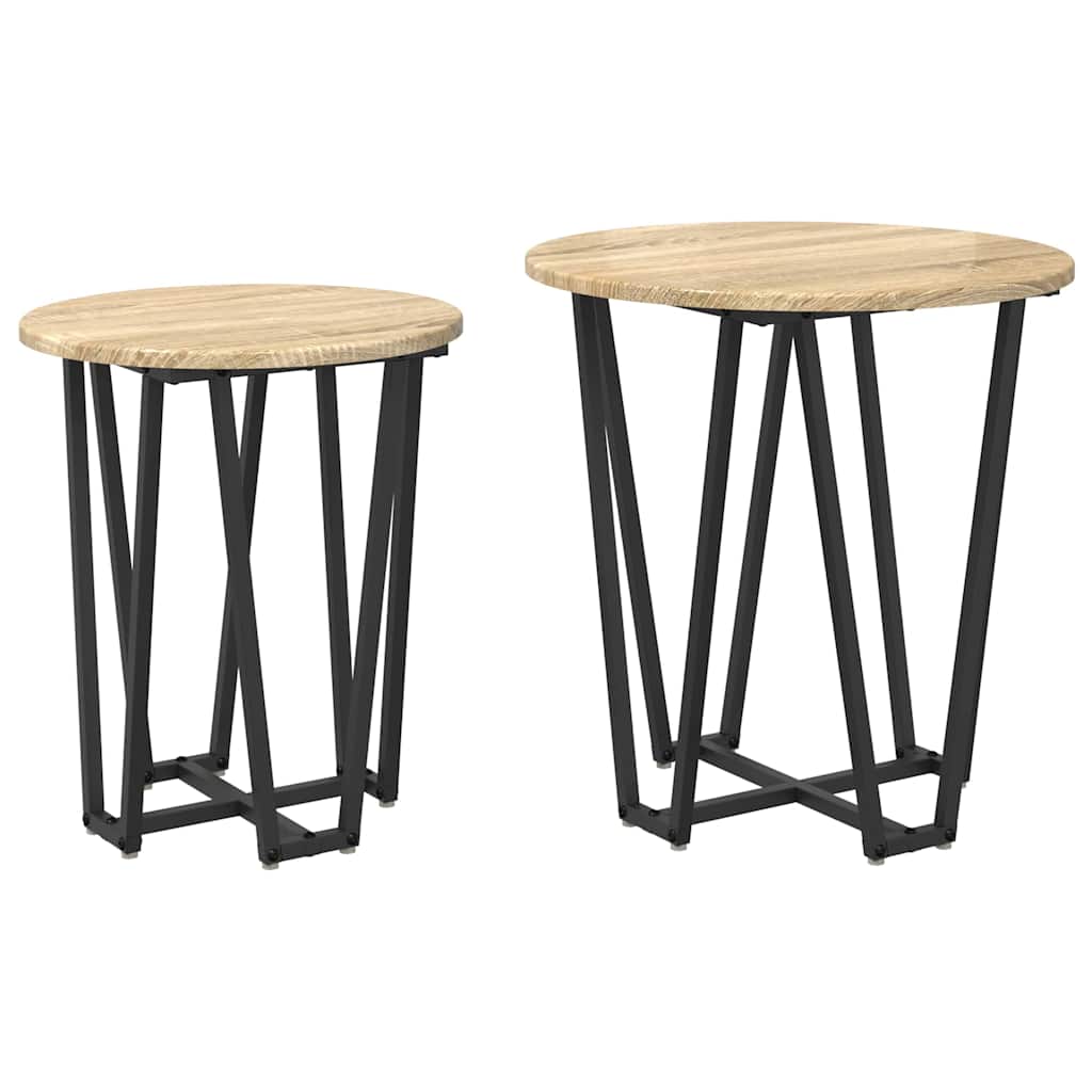 Ensemble de tables d'appoint 2 pcs Chêne Sonoma et noir - XIOS