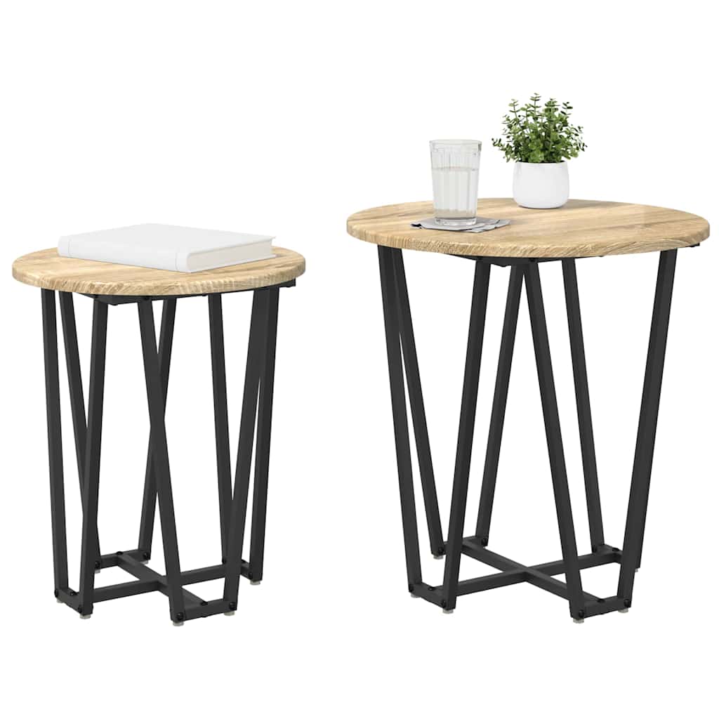 Ensemble de tables d'appoint 2 pcs Chêne Sonoma et noir - XIOS