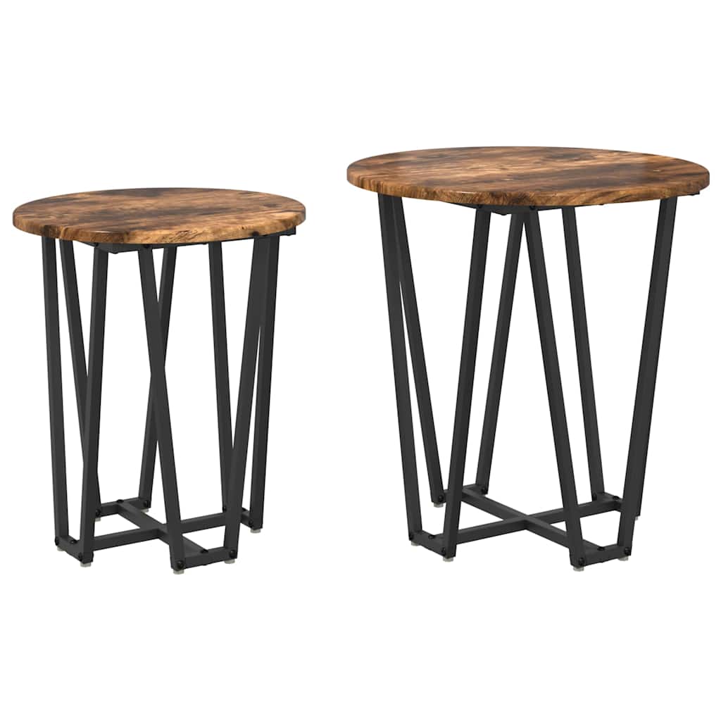 Ensemble de tables d'appoint 2 pcs Chêne fumé et noir - XIOS