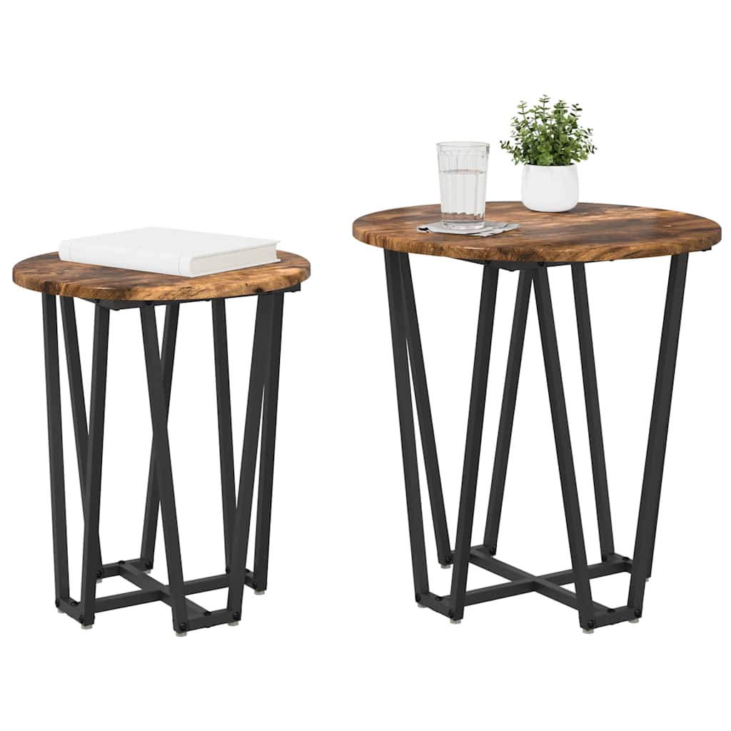Ensemble de tables d'appoint 2 pcs Chêne fumé et noir - XIOS