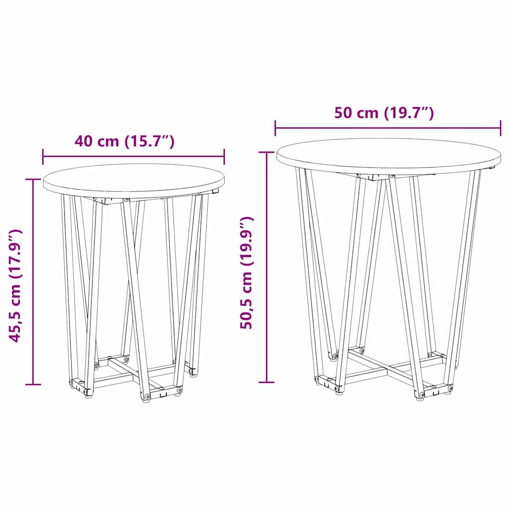 Ensemble de tables d'appoint 2 pcs Chêne fumé et noir - XIOS