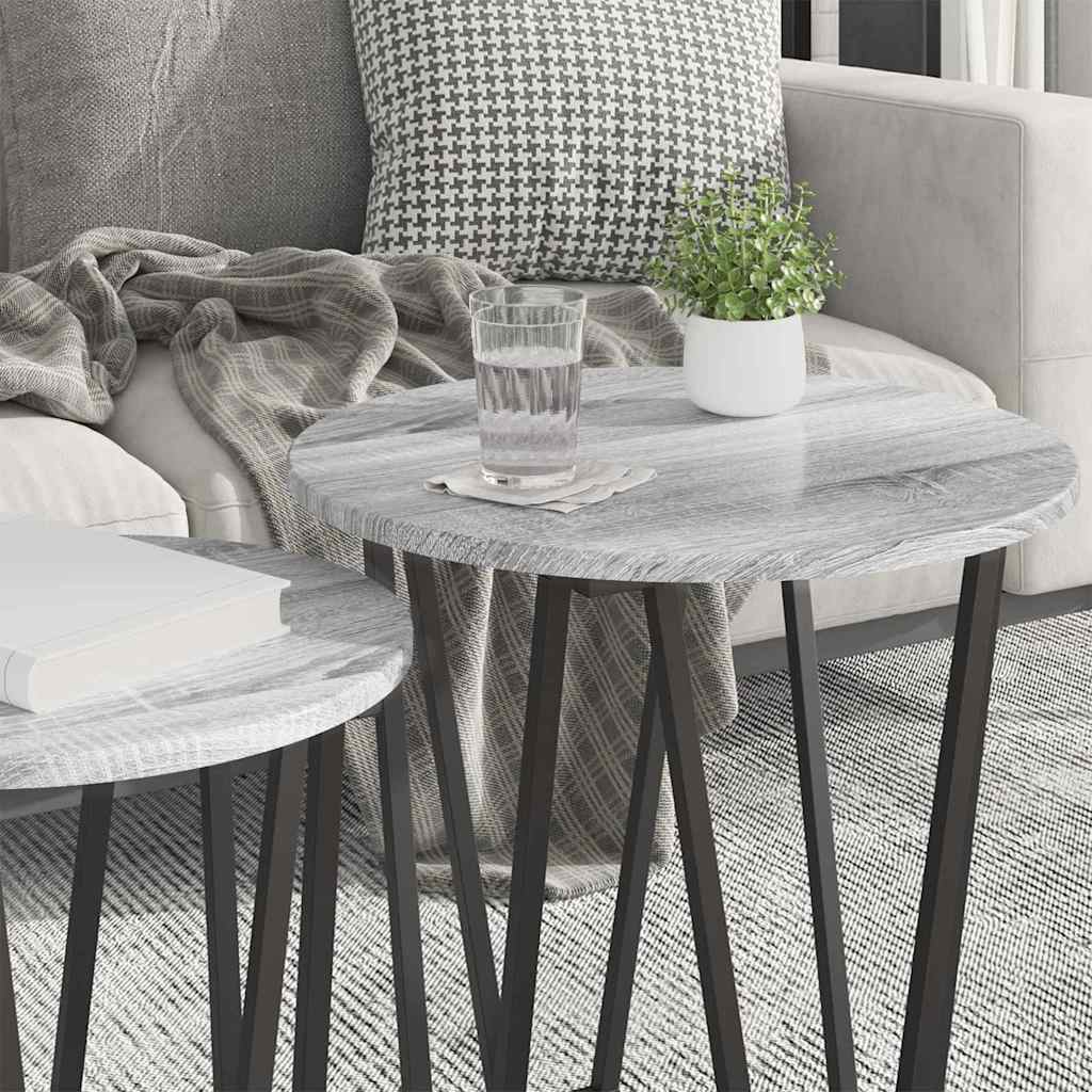 Ensemble de tables d'appoint 2 pcs Gris sonoma et Noir - XIOS