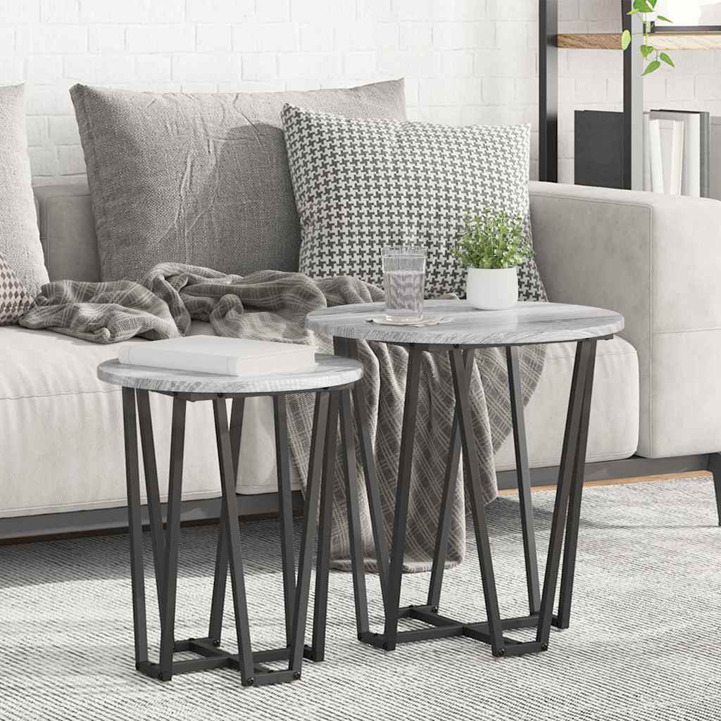 Ensemble de tables d'appoint 2 pcs Gris sonoma et Noir - XIOS