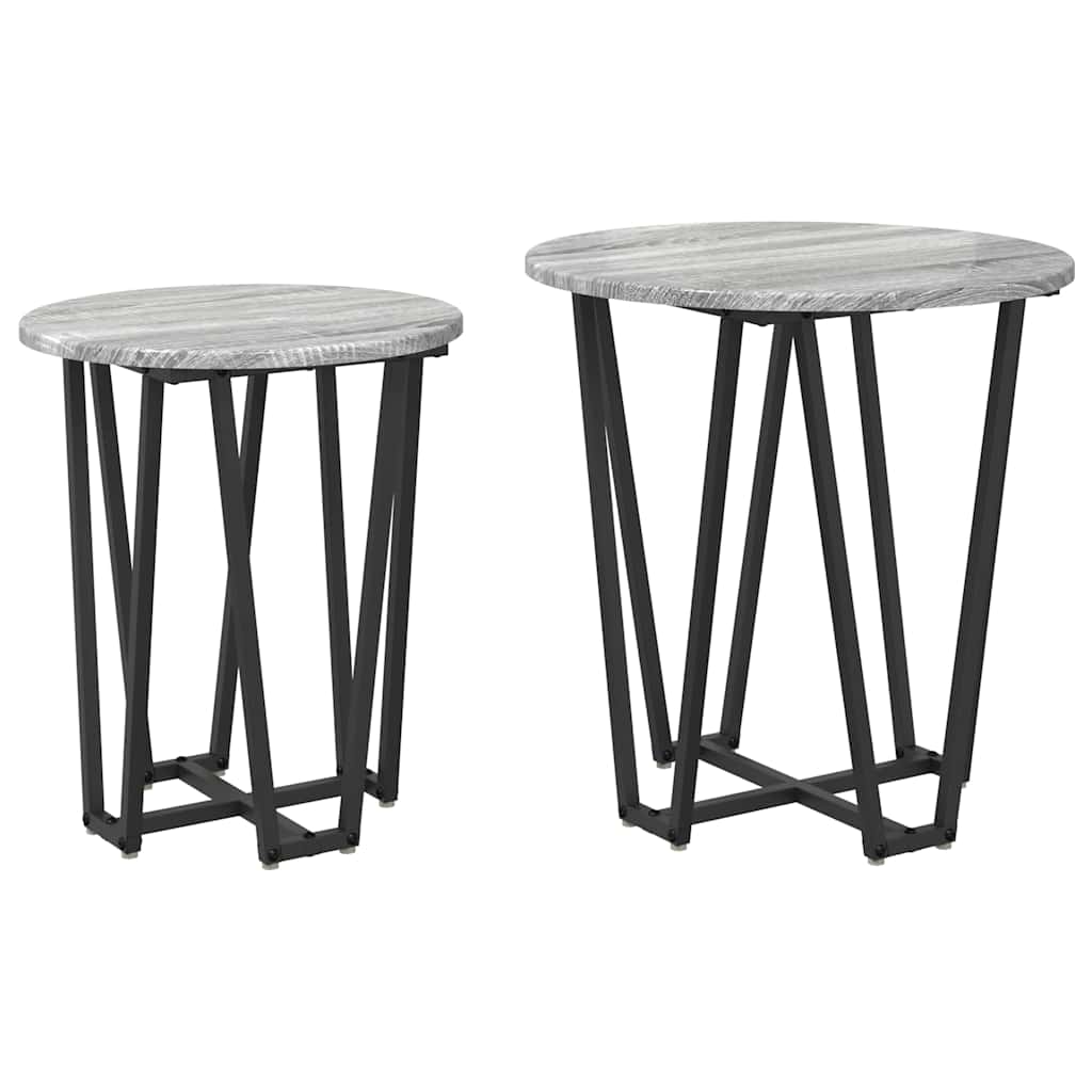 Ensemble de tables d'appoint 2 pcs Gris sonoma et Noir - XIOS