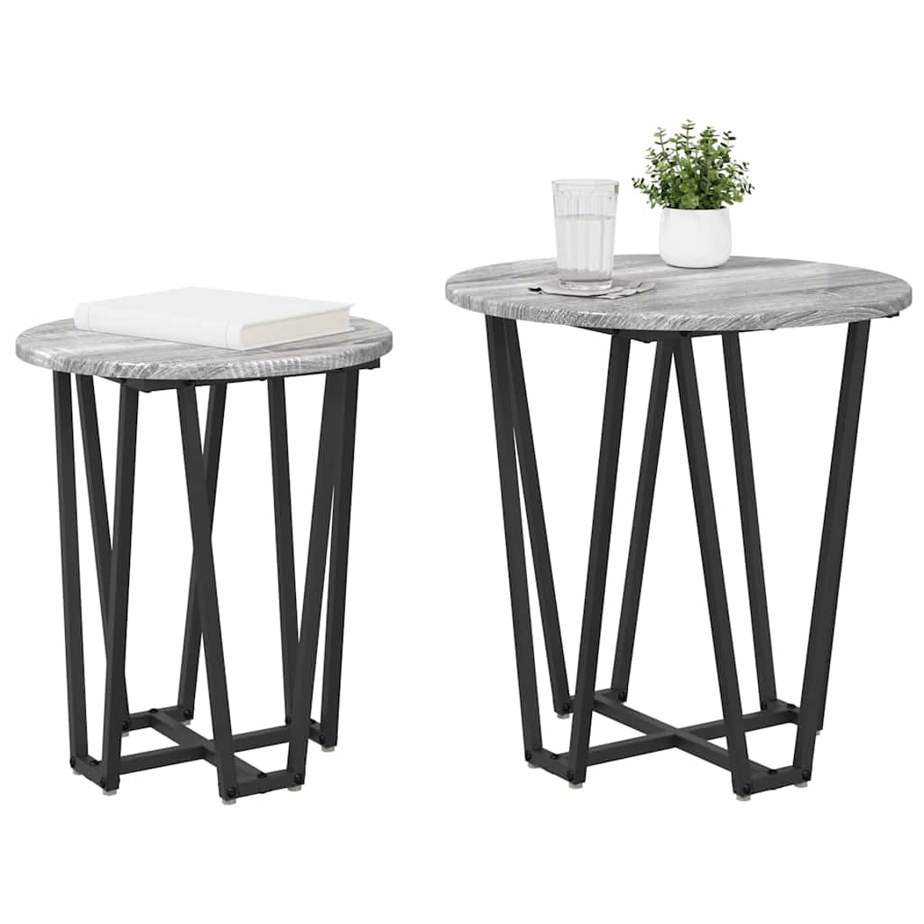 Ensemble de tables d'appoint 2 pcs Gris sonoma et Noir - XIOS