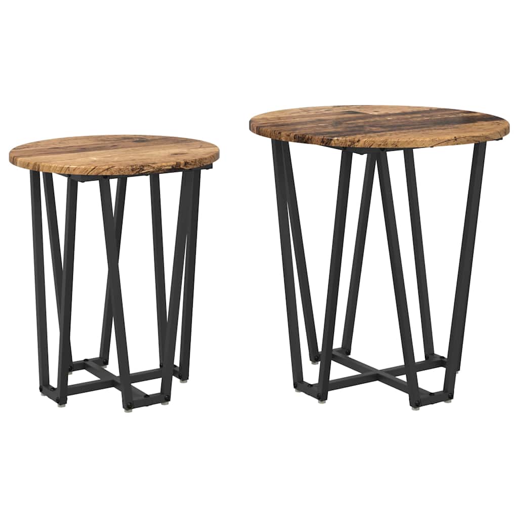 Ensemble de tables d'appoint 2 pcs Bois ancien et noir - XIOS