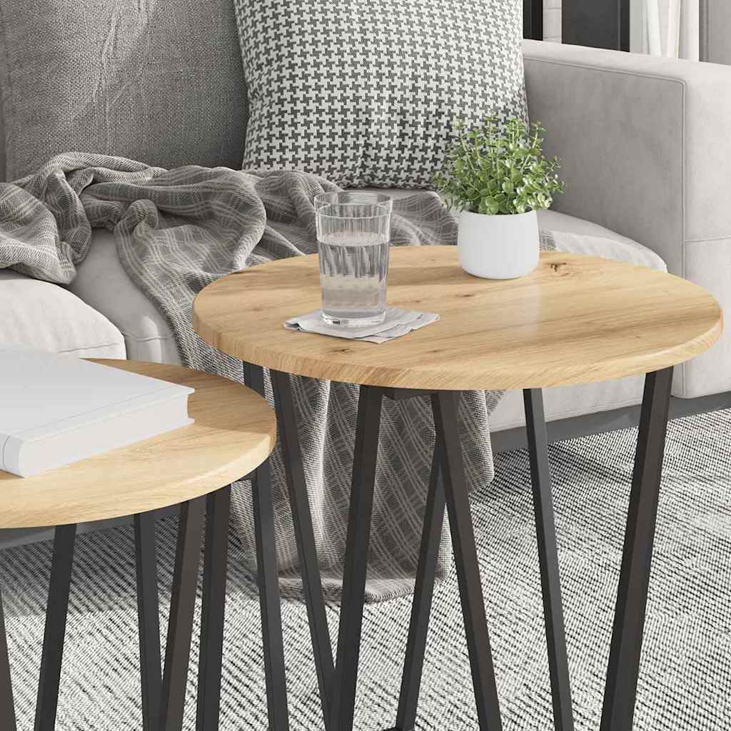 Ensemble de tables d'appoint 2 pcs Chêne artisanal et noir - XIOS