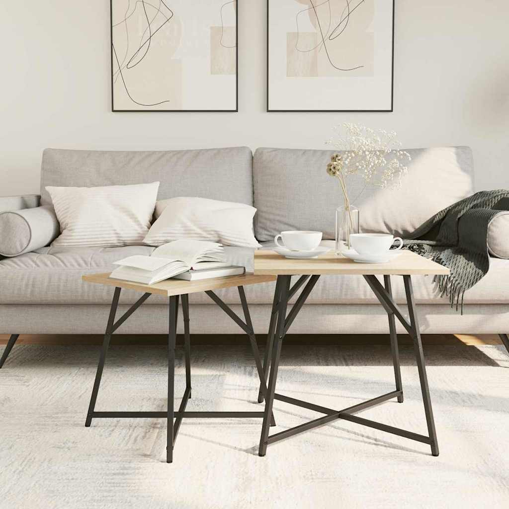 Ensemble de tables d'appoint 2 pcs Chêne Sonoma et noir - XIOS