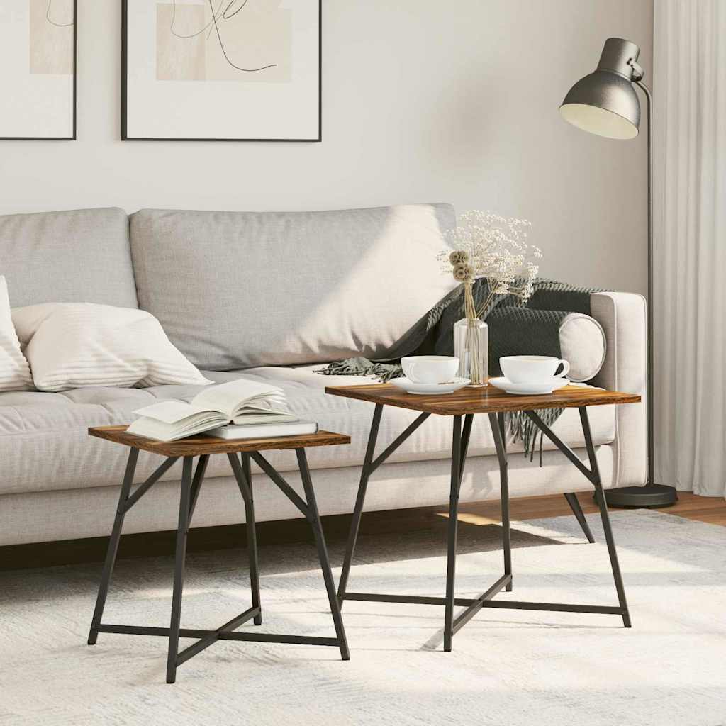 Ensemble de tables d'appoint 2 pcs Chêne fumé et noir - XIOS