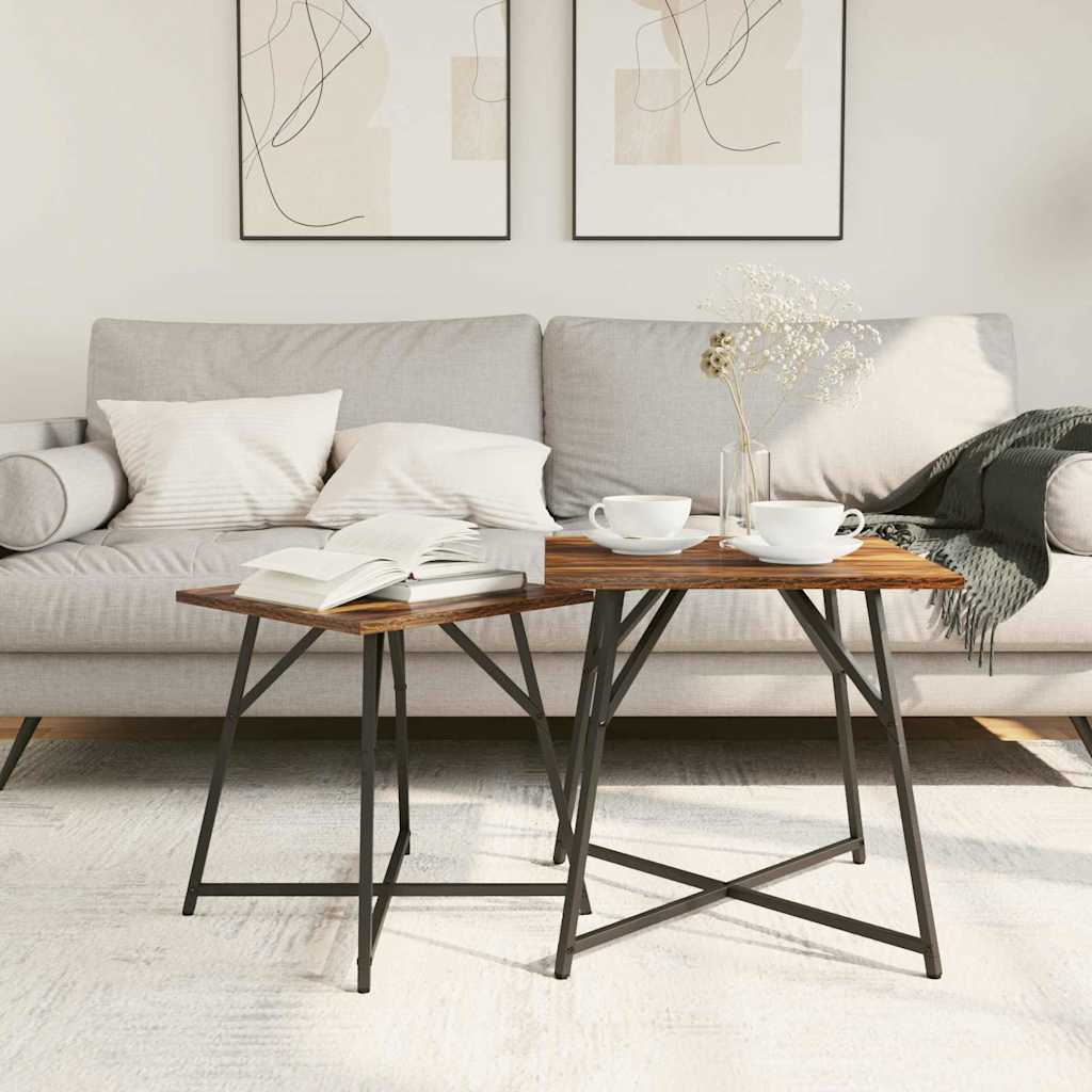 Ensemble de tables d'appoint 2 pcs Chêne fumé et noir - XIOS