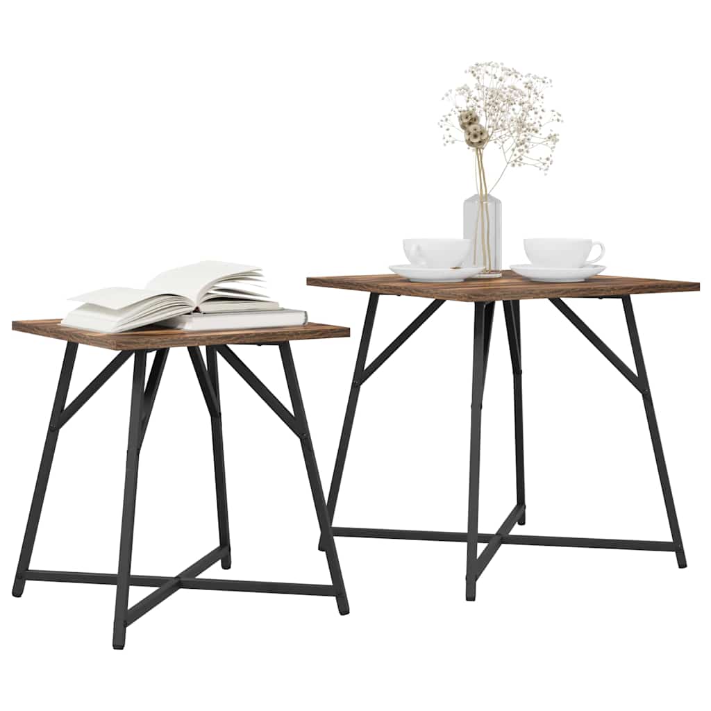 Ensemble de tables d'appoint 2 pcs Chêne fumé et noir - XIOS