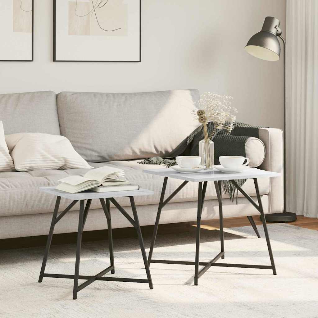 Ensemble de tables d'appoint 2 pcs Gris sonoma et Noir - XIOS