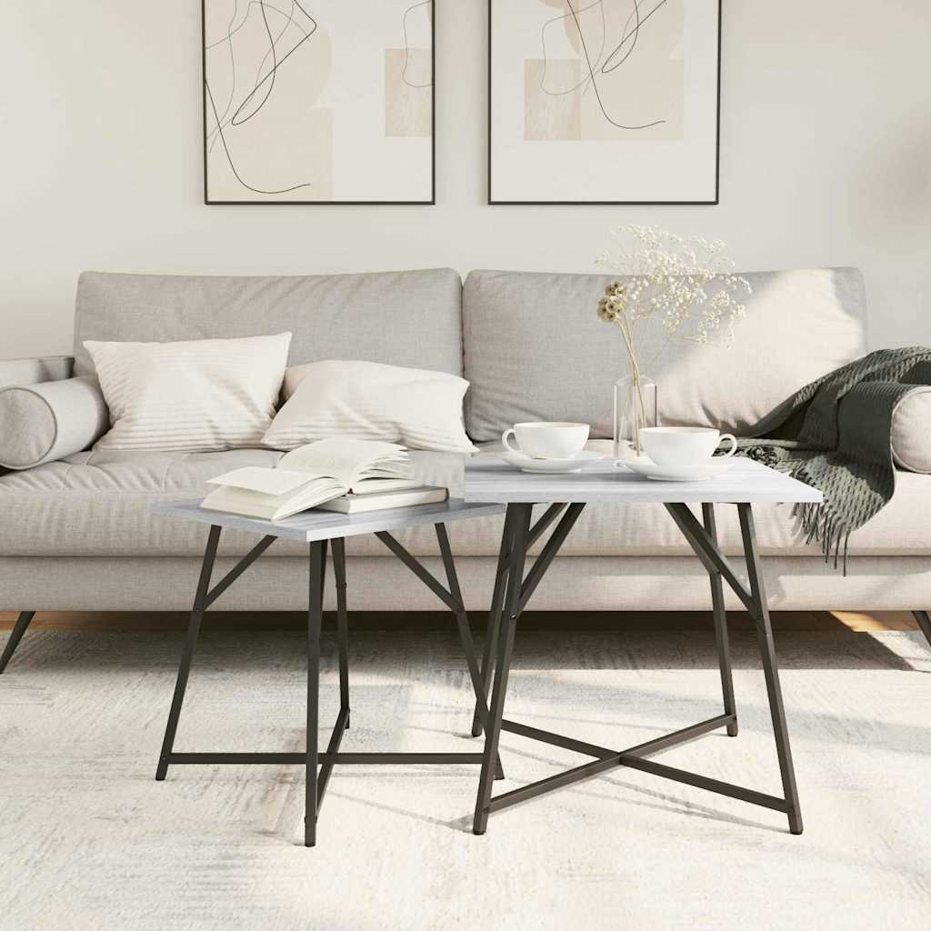 Ensemble de tables d'appoint 2 pcs Gris sonoma et Noir - XIOS