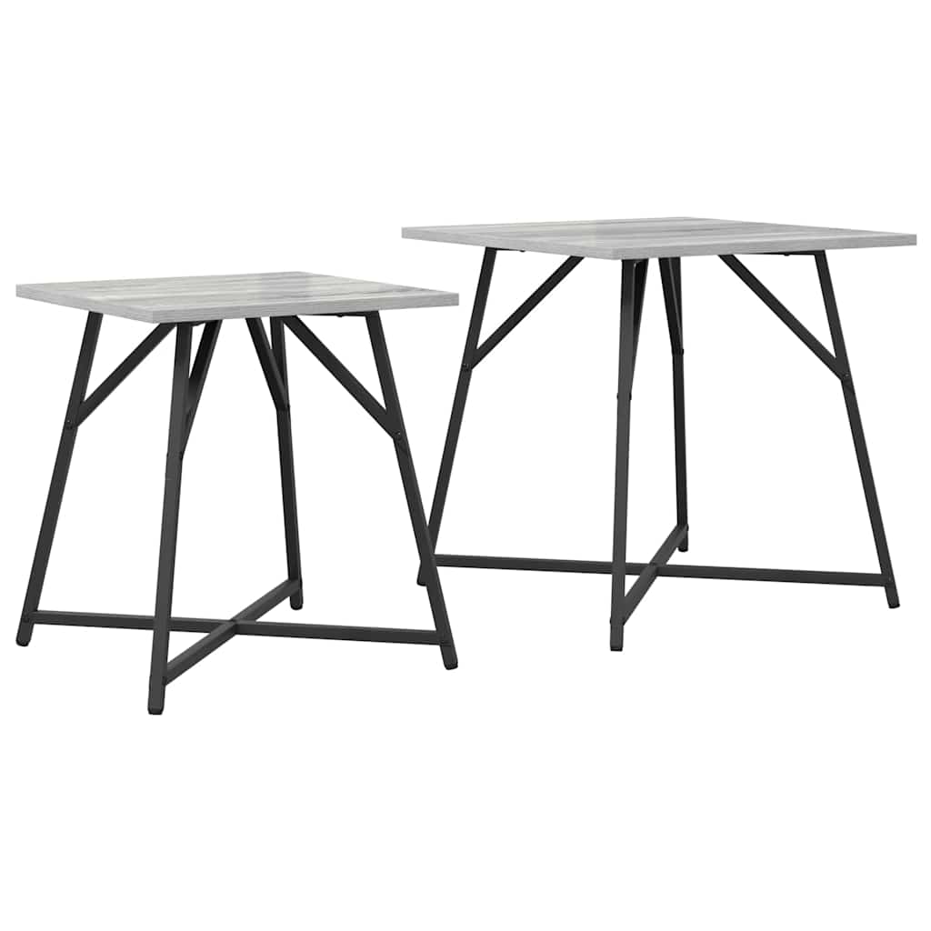 Ensemble de tables d'appoint 2 pcs Gris sonoma et Noir - XIOS