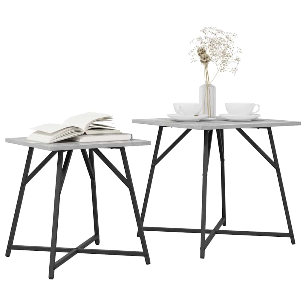 Ensemble de tables d'appoint 2 pcs Gris sonoma et Noir - XIOS